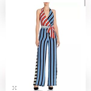 Alice and Olivia Keesha Striped Halter Jumpsuit 4 NWT